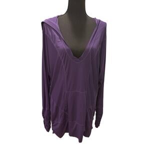 Zella Purple Long Sleeve V-Neck Hooded Tunic XL